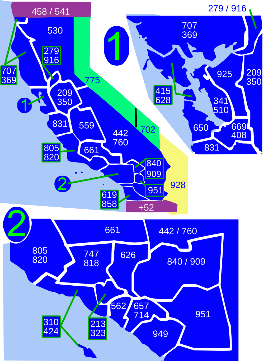 Reverse Phone Lookup California Map of Area Codes